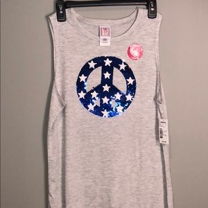 Women’s gray tank top with reversible sequin tank